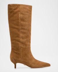 Lisa Suede Kitten-Heel Knee Boots