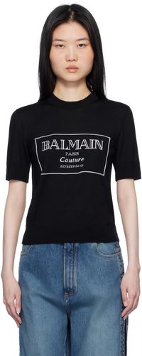 Balmain Black 'Balmain Couture' Two-Tone Knit T-shirt