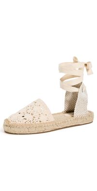 Soludos The Lauren Lace Up Crochet Espadrilles La Concha Ivory 9-9.5