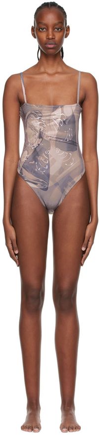 ELLISS Grey Polyester One-Piece Swimsuit