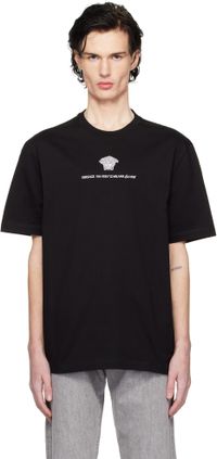 Versace T-shirt noir à logo Medusa brodé
