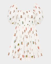 Flora Seashell-Print Cotton Mini Dress