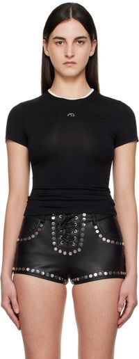 Miaou Black Rhinestone Mini T-shirt
