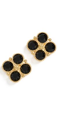 Kenneth Jay Lane Gold Post Earrings Gold/Jet One Size