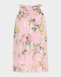 Charles Floral-Print Fil Coupe Halter Blouse