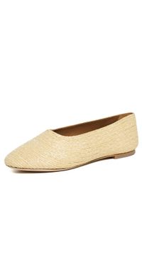 STAUD Alba Ballet Flats Natural Raffia 36
