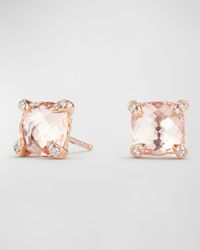 Chatelaine 18k Rose Gold Stud Earrings w/ Morganite