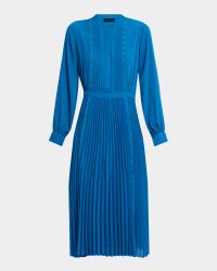 The Alania Pleated Bead-Embellished Midi Dress