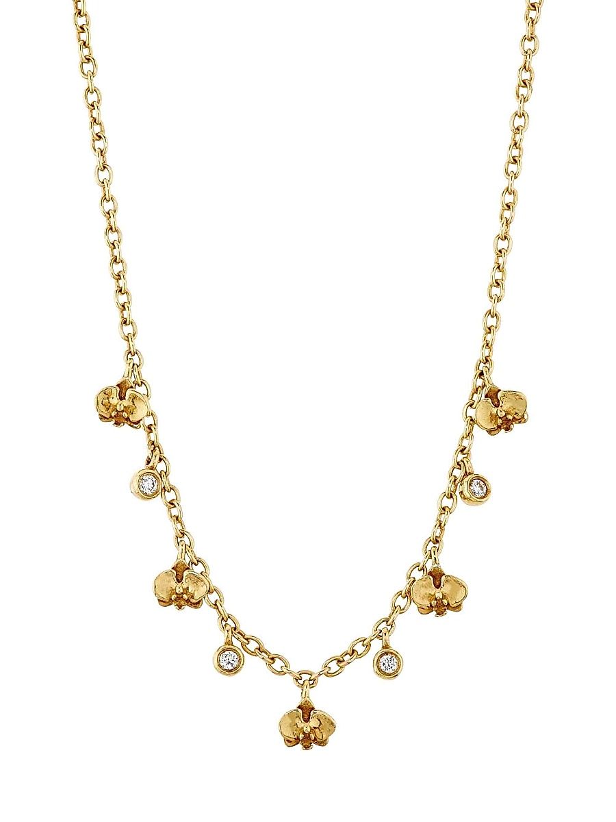 Women's Kidea Mini Orchids 18K-Yellow-Gold & 0.06 TCW Diamond Necklace - Gold