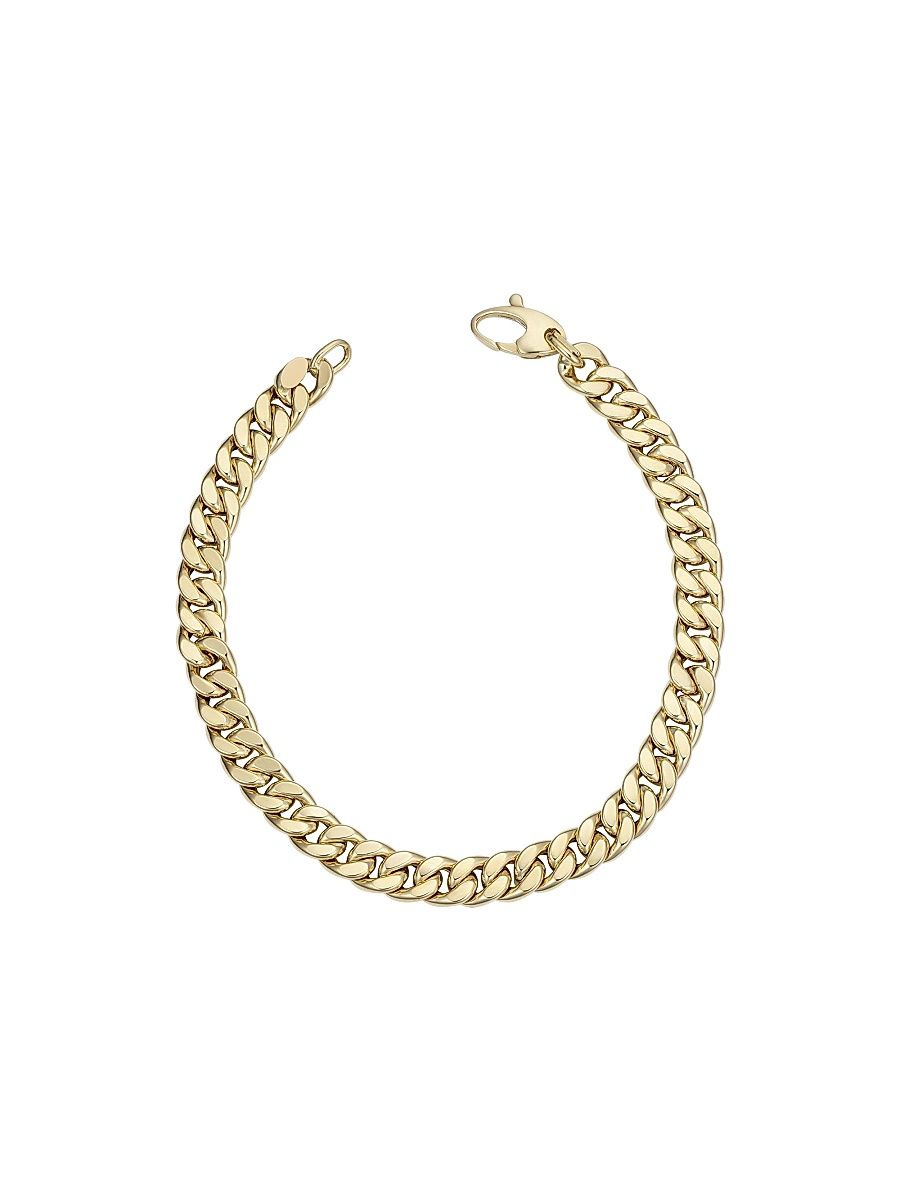 Women's 14K Yellow Solid Gold Estate Cuban Bracelet - Yellow Gold - Size 7.5