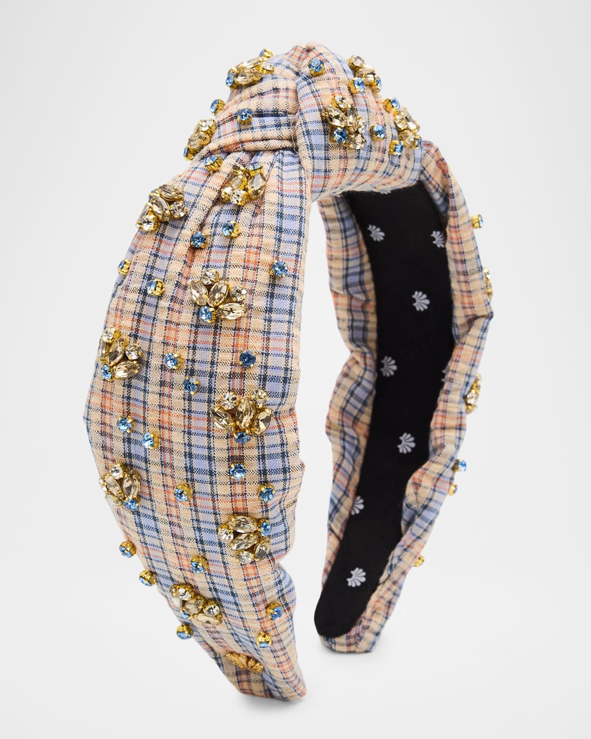 Caramel Tartan Plaid Crystal-Embellished Headband