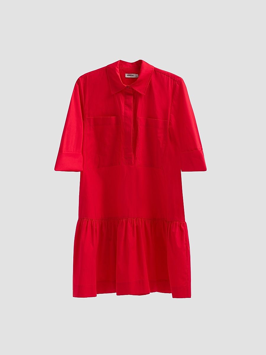 Women's Criss Cotton-Blend Mini Shirtdress - Scarlet - Size XL