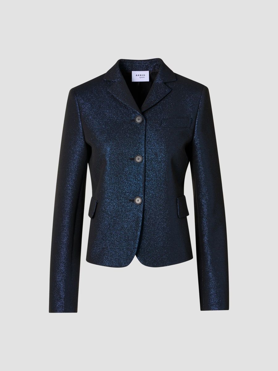 Akris punto Women's Metallic Cotton Blazer - Metallic Blue - Size 18