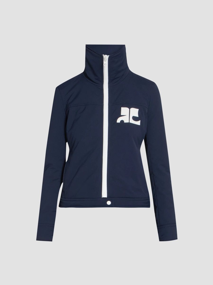 Courreges Women's Logo Nylon Zip-Front Jacket - Deep Navy - Size 12