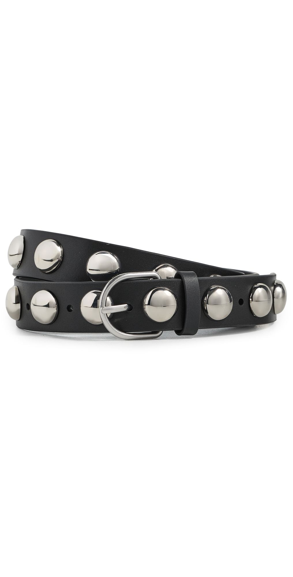 Loeffler Randall Issa Dome Studded Belt Black Vachetta w/ Studded Silver XS/S