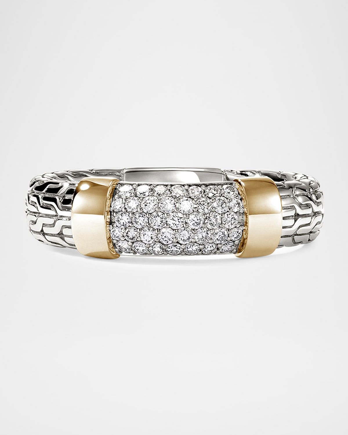 JH Essential Sterling Silver and 14K Yellow Gold Diamond Pave Ring