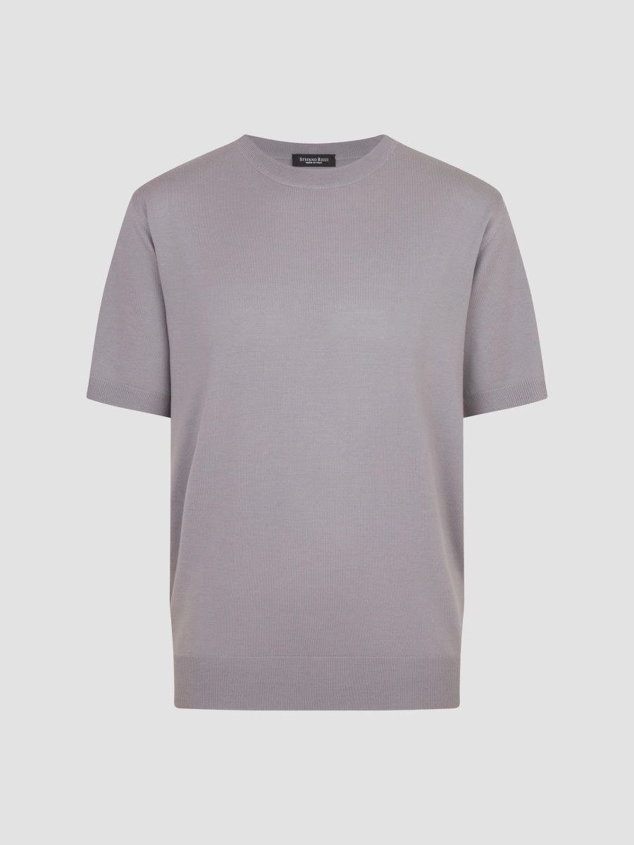 Stefano Ricci Men's Wool Knit Crewneck T-Shirt - Grey - Size 48