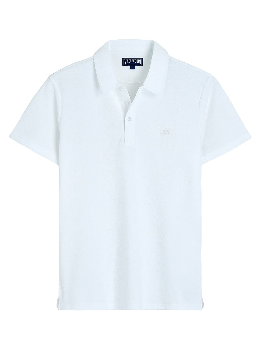 Men's Organic Cotton Terry Polo Shirt - Blanc - Size XL