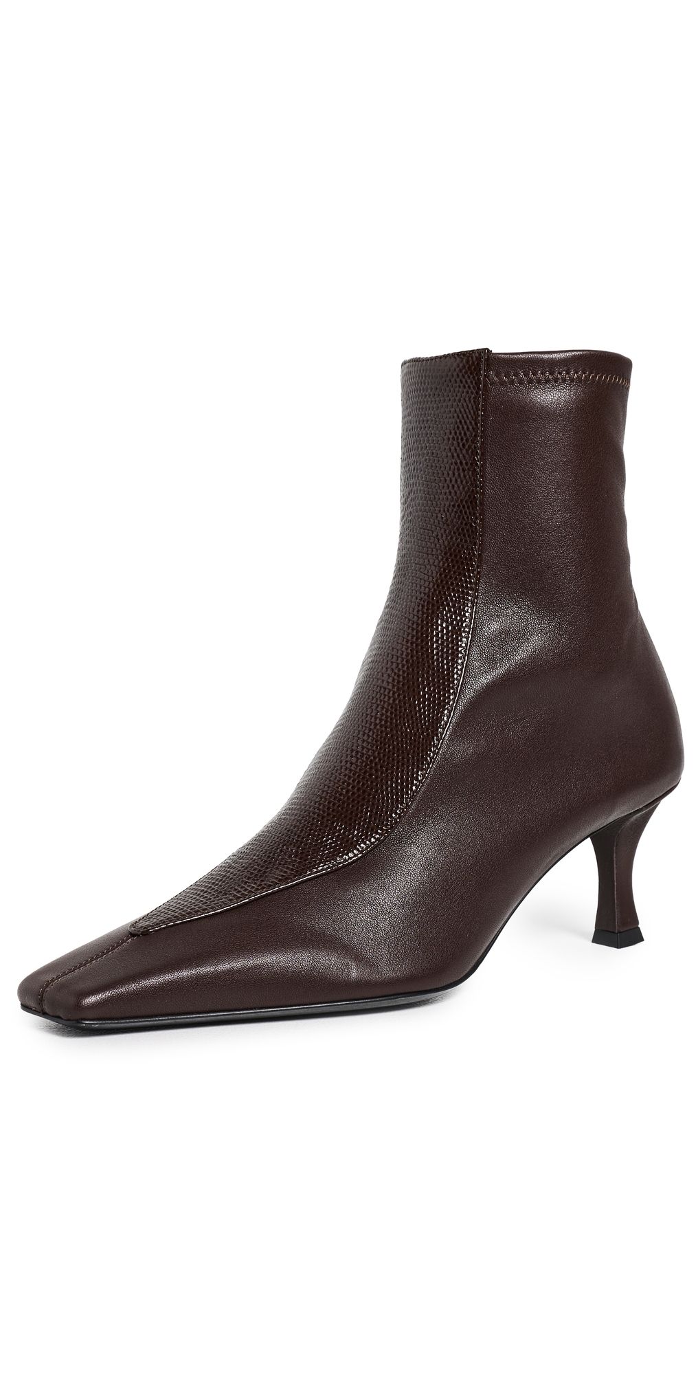 Proenza Schouler Trap Stretch Lizard Combo Ankle Boots 60MM Umber 38