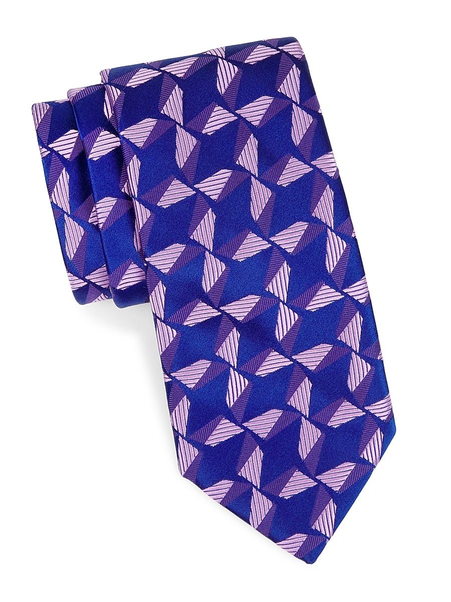 Men's Windmill Silk Tie - Navy Purple
