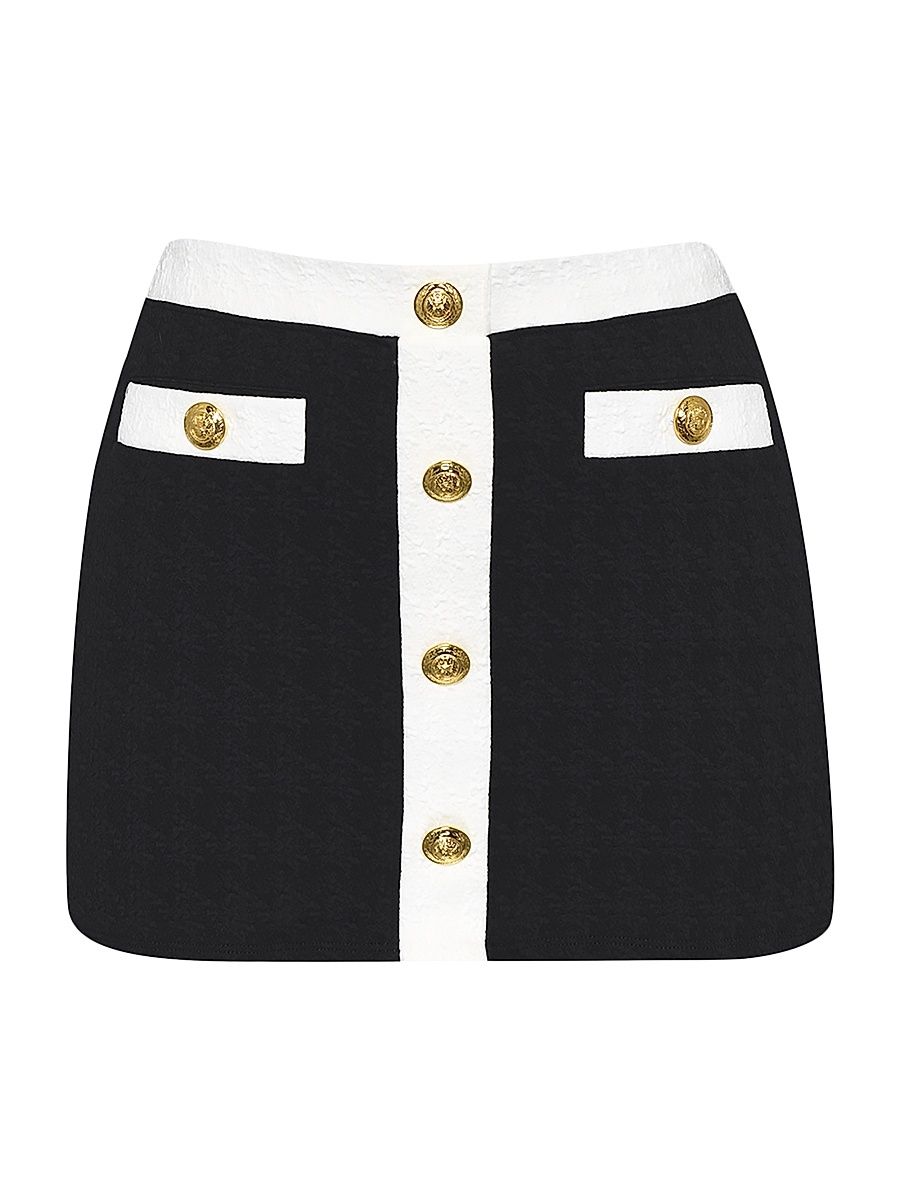 Women's Colorblock Chic Coco High-Rise Miniskirt - Black - Size Large