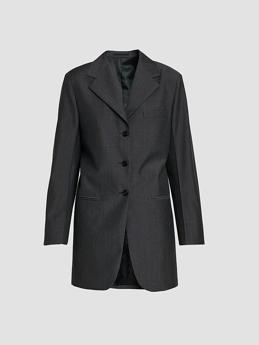 Women's Wool-Mohair Single-Breasted Jacket - Fog - Size 6