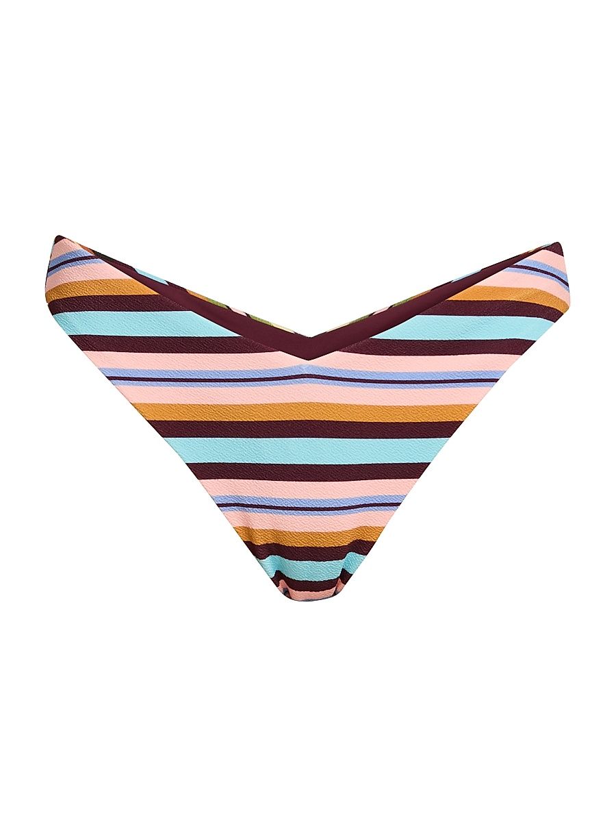 Women's Vanessa V-Shape Swim Bottoms - Paradise Stripe - Size Large