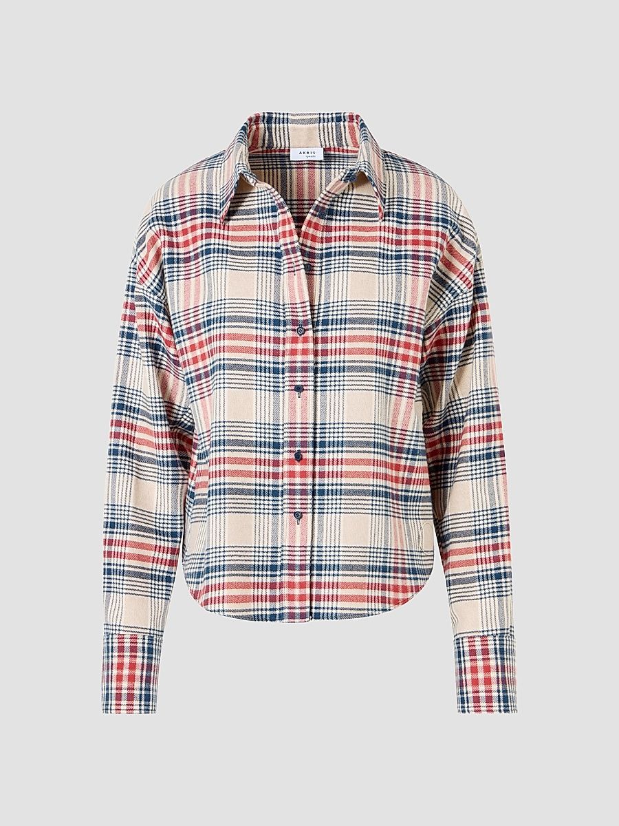 Women's Plaid Brushed Cotton Flannel Shirt - Cashew Multicolor - Size 12