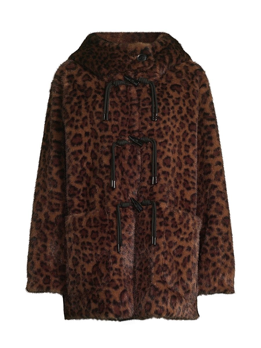 Women's Daisy Leopard-Print Faux-Fur Coat - Brown Multi - Size Large