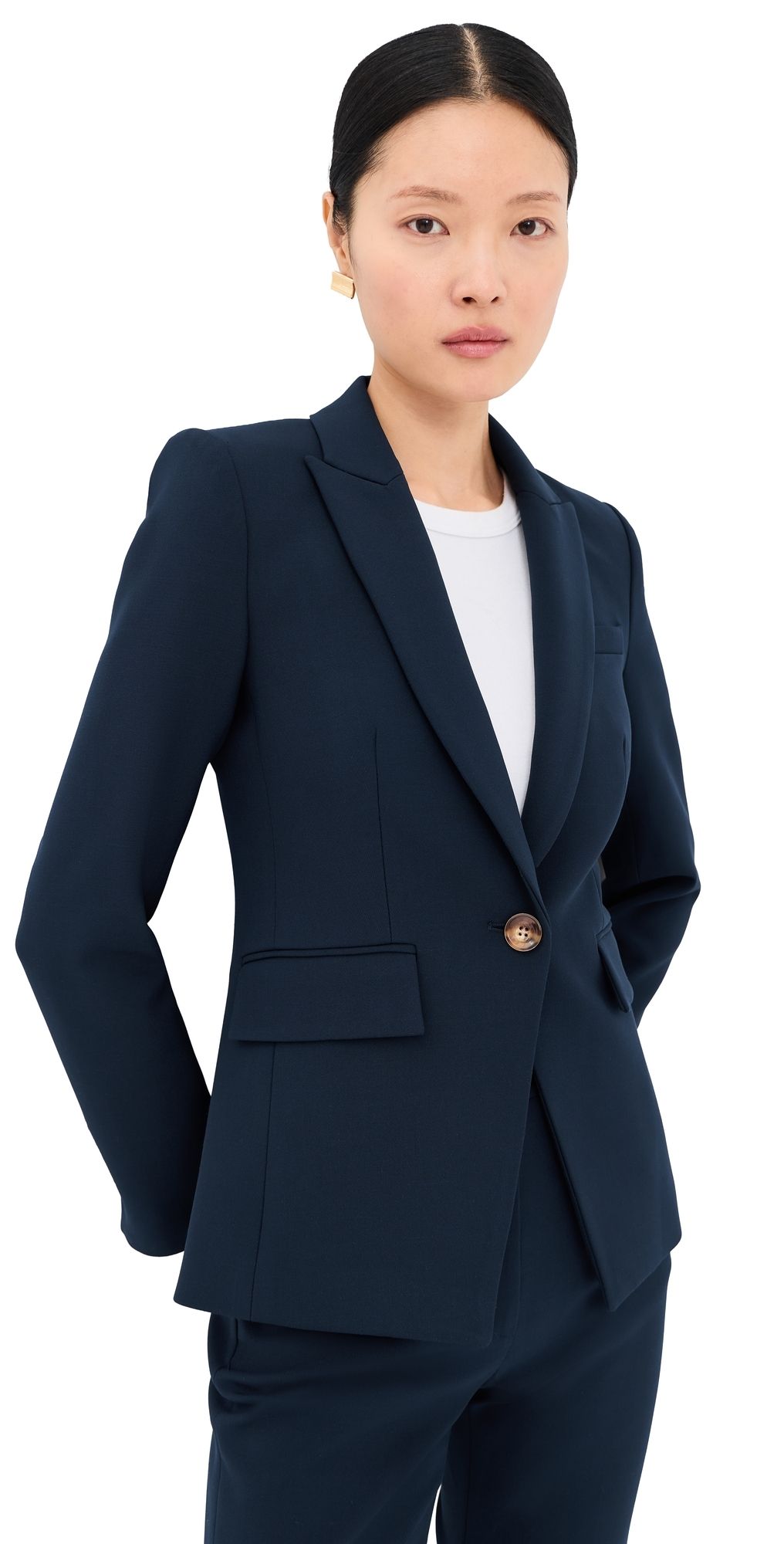 Veronica Beard Single Breasted Miller Dickey Blazer Navy 8