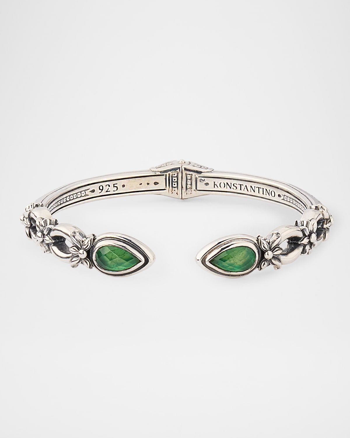 Ivy Rock Crystal, Aventurine and MOP Triplet Cuff Bracelet