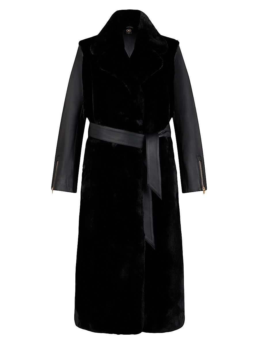 Women's Bunny Tolina Faux-Fur Trench Coat - Black Black - Size Medium