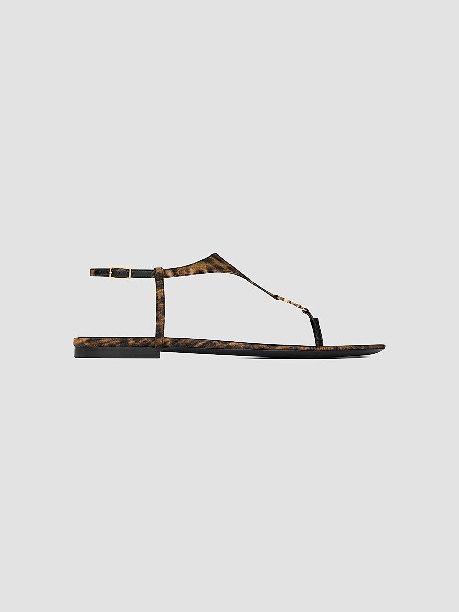 Saint Laurent Women's Cassandra Sandals in Leopard Grosgrain - Leopard - Size 11