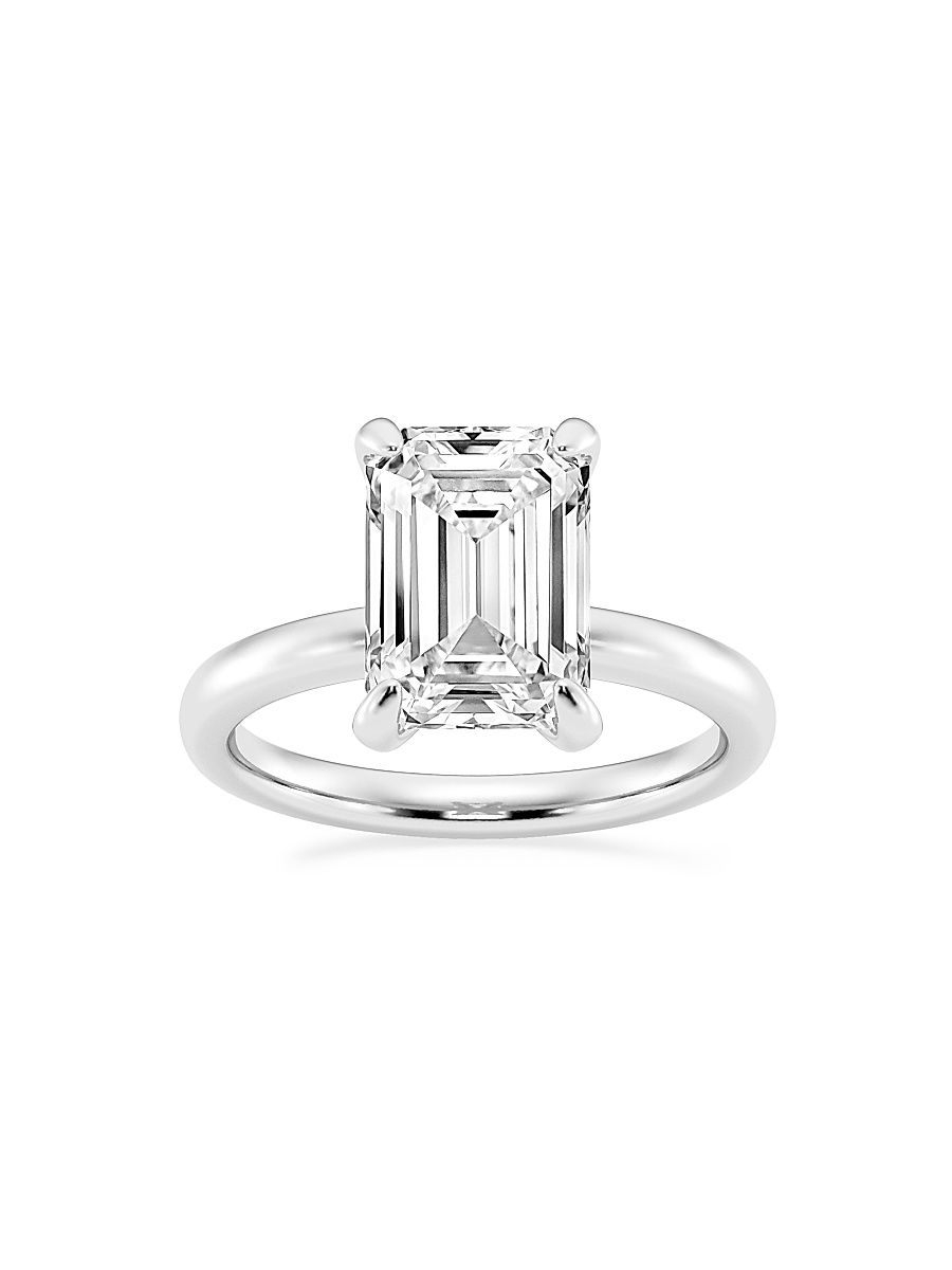 Women's 14K White Gold & Emerald-Cut Lab-Grown Diamond Solitaire Ring/0.50-5.00 TCW - 4 Tcw - Size 7