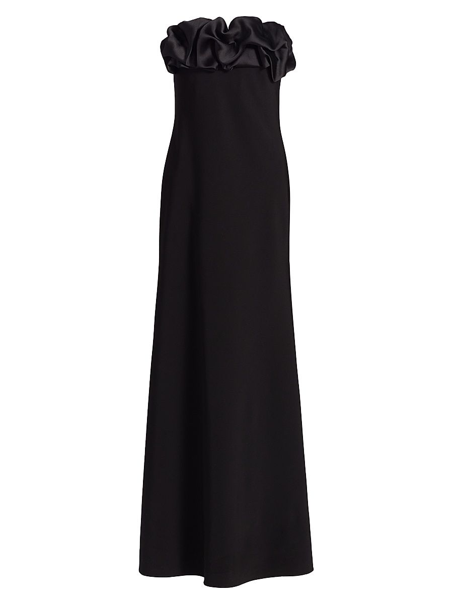 Women's Eve Crepe & Satin Strapless Gown - Black - Size XL