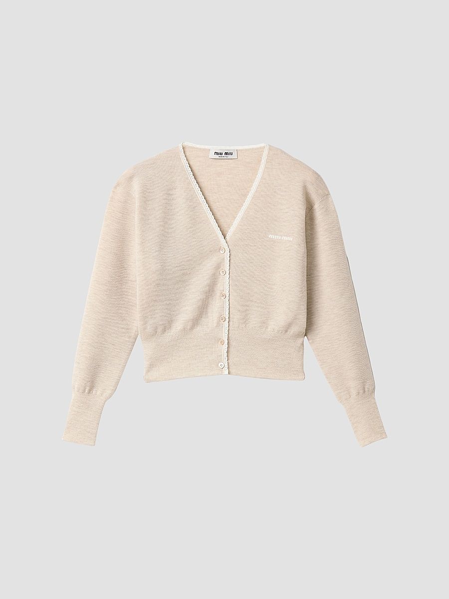 Women's Cashmere Cardigan - Beige Khaki - Size 2