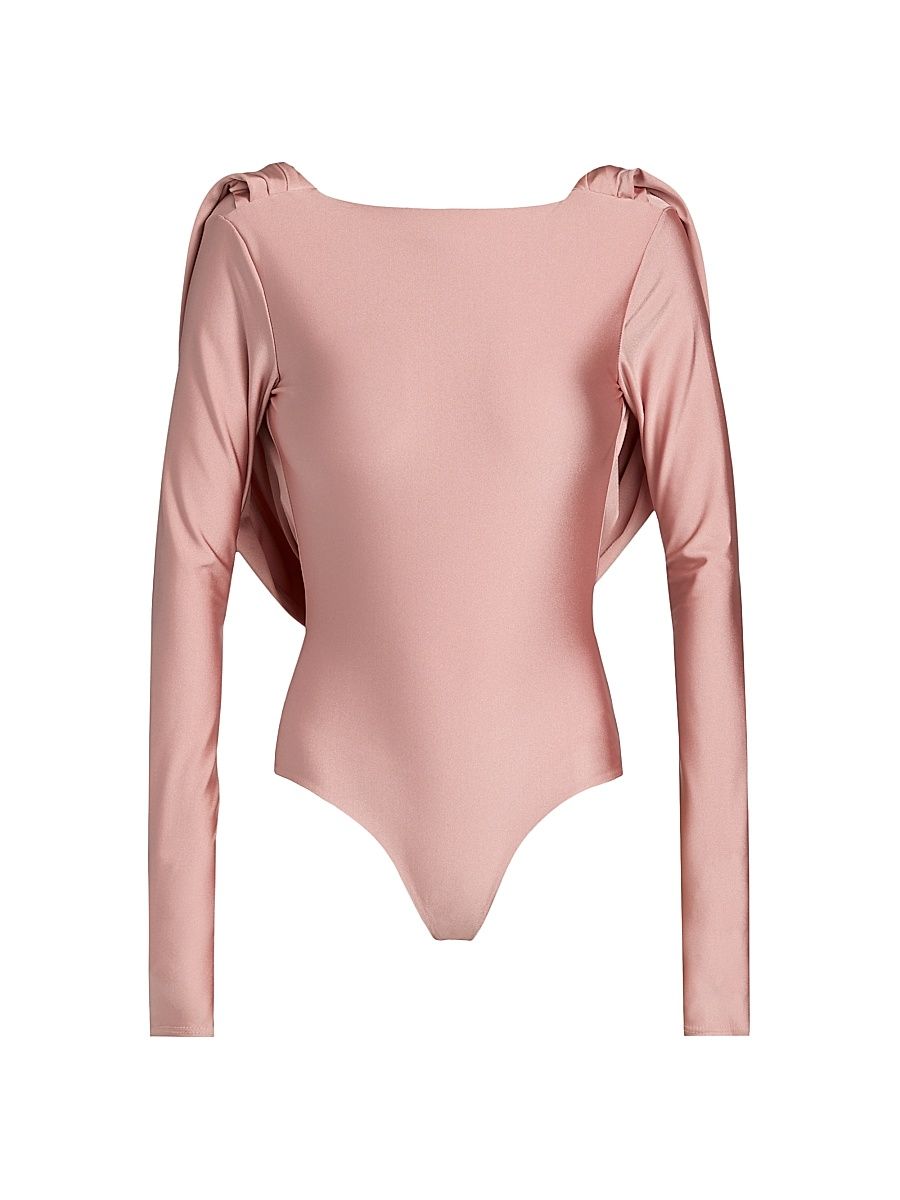 Women's Identity Eda Draped Bodysuit - Pink - Size Large