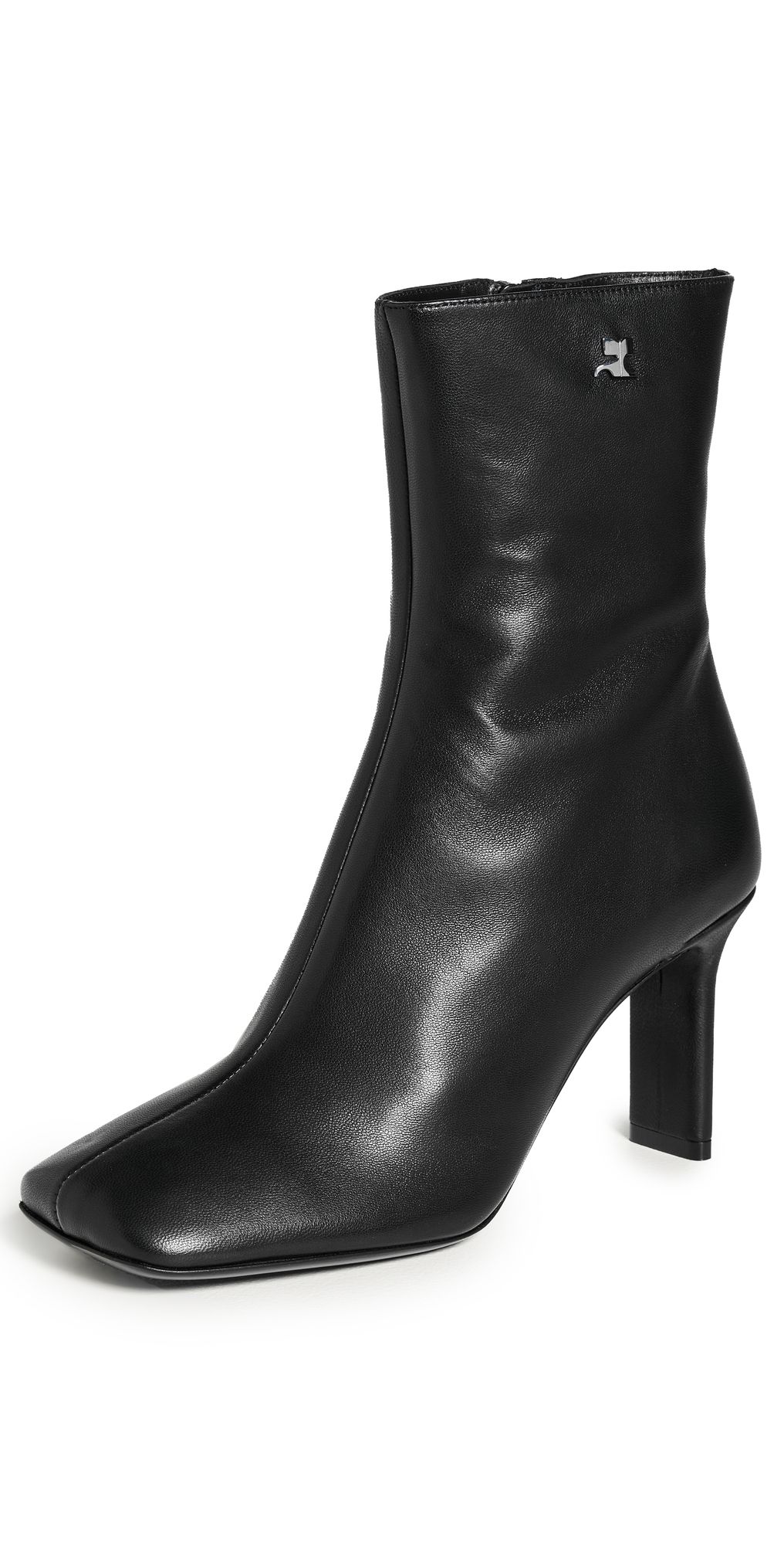 Courrèges Square Toe Nappa Ankle Boots 80mm Black 40
