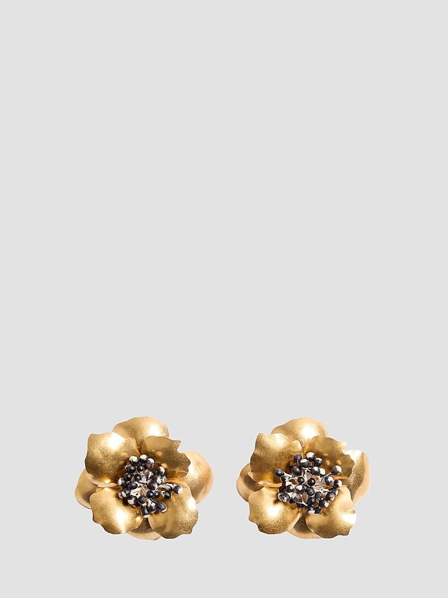 Women's Fleur Lumineuse Metal Earrings - Antique Brass