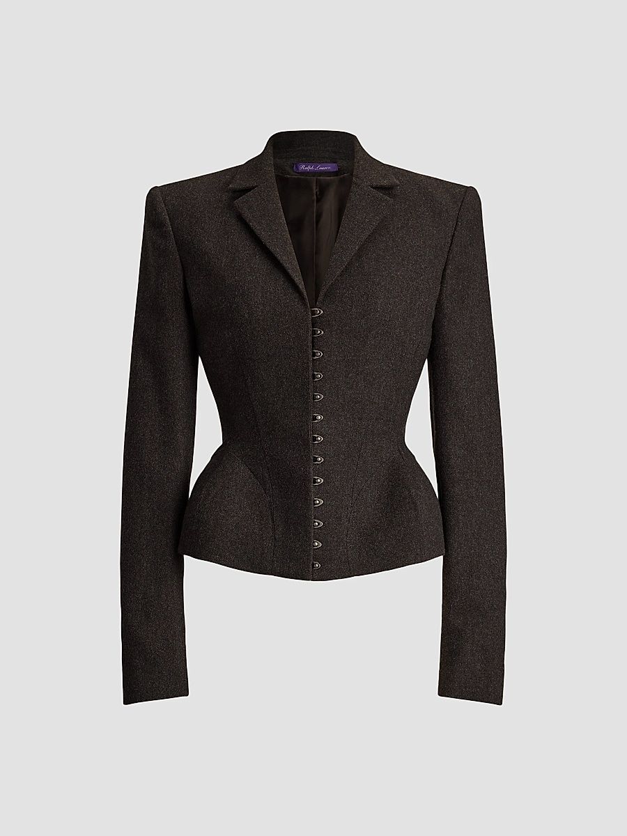 Women's Joleene Herringbone Wool Flannel Jacket - Taupe Grey - Size 8