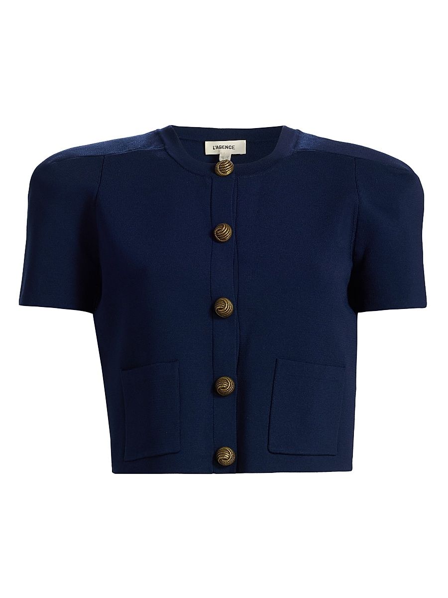 Women's Britt Statement Knit Crop Cardigan - Midnight Gold - Size XL