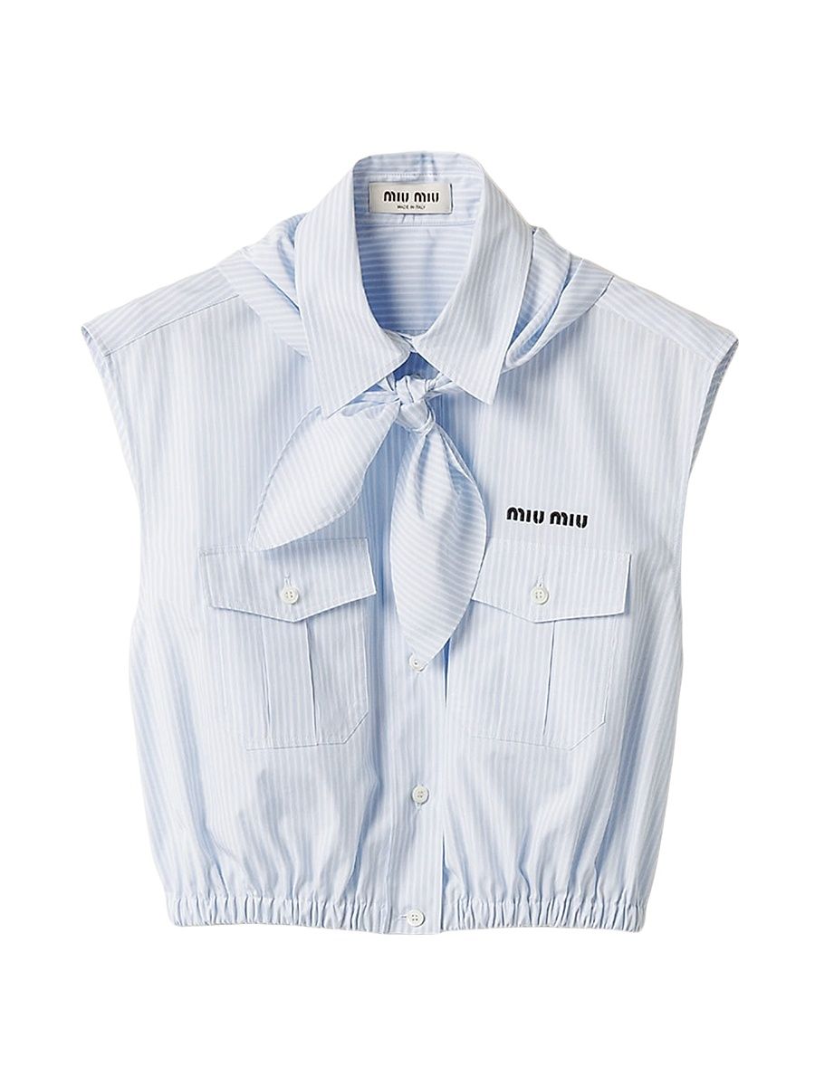 Women's Poplin Top - Blue - Size 8