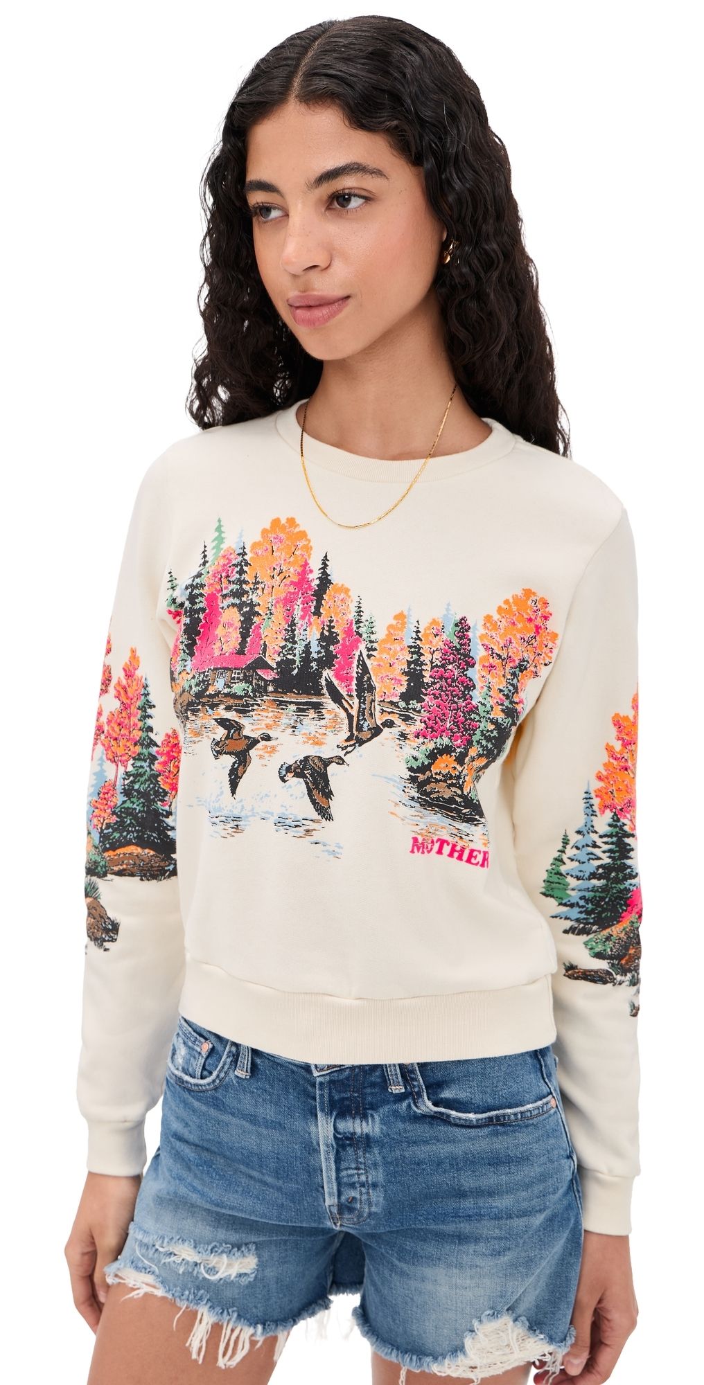MOTHER The Camper Pullover Lake Scene XL