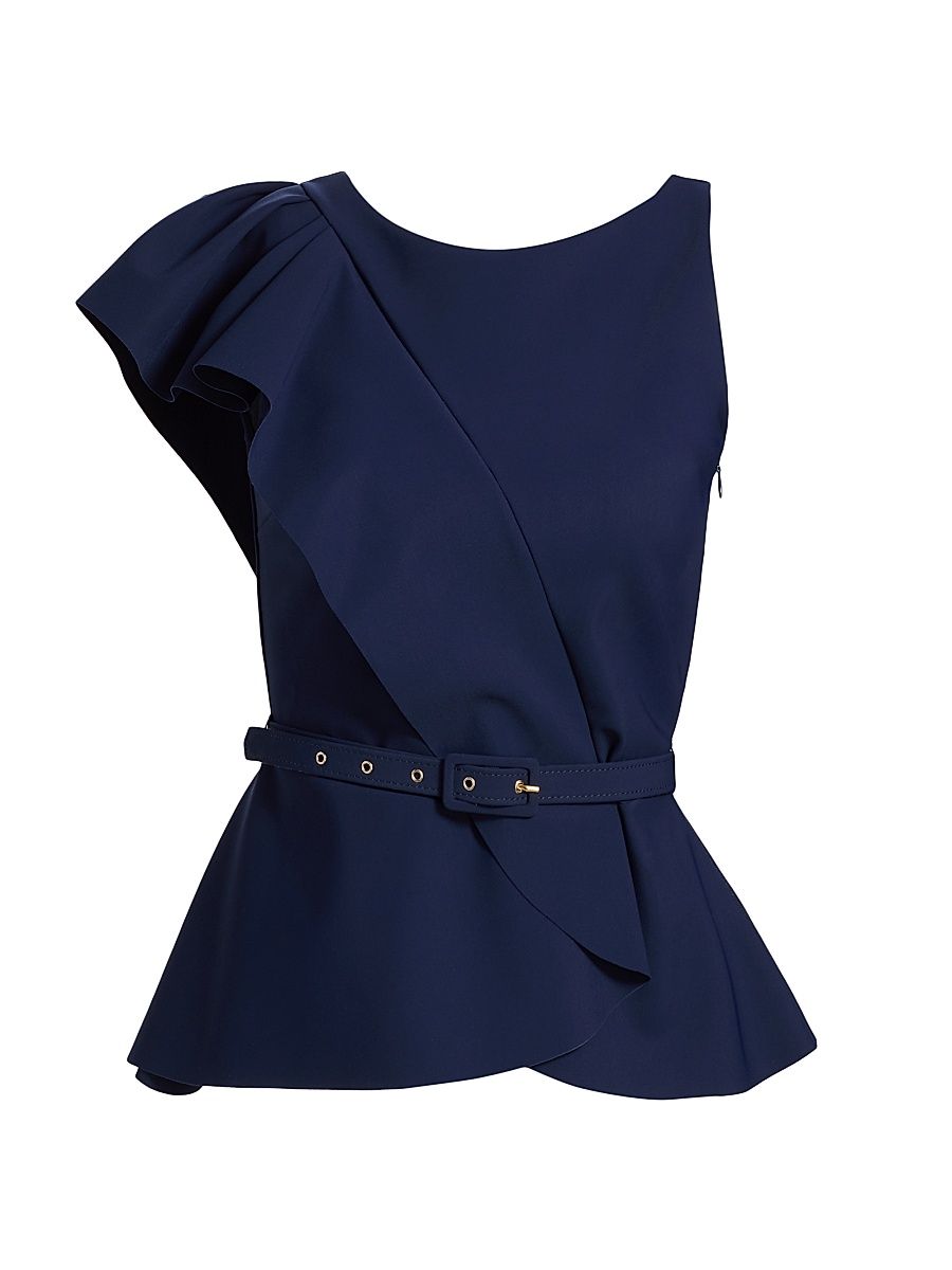 Women's Seema Asymmetric Flutter Top - Blue Notte - Size 8