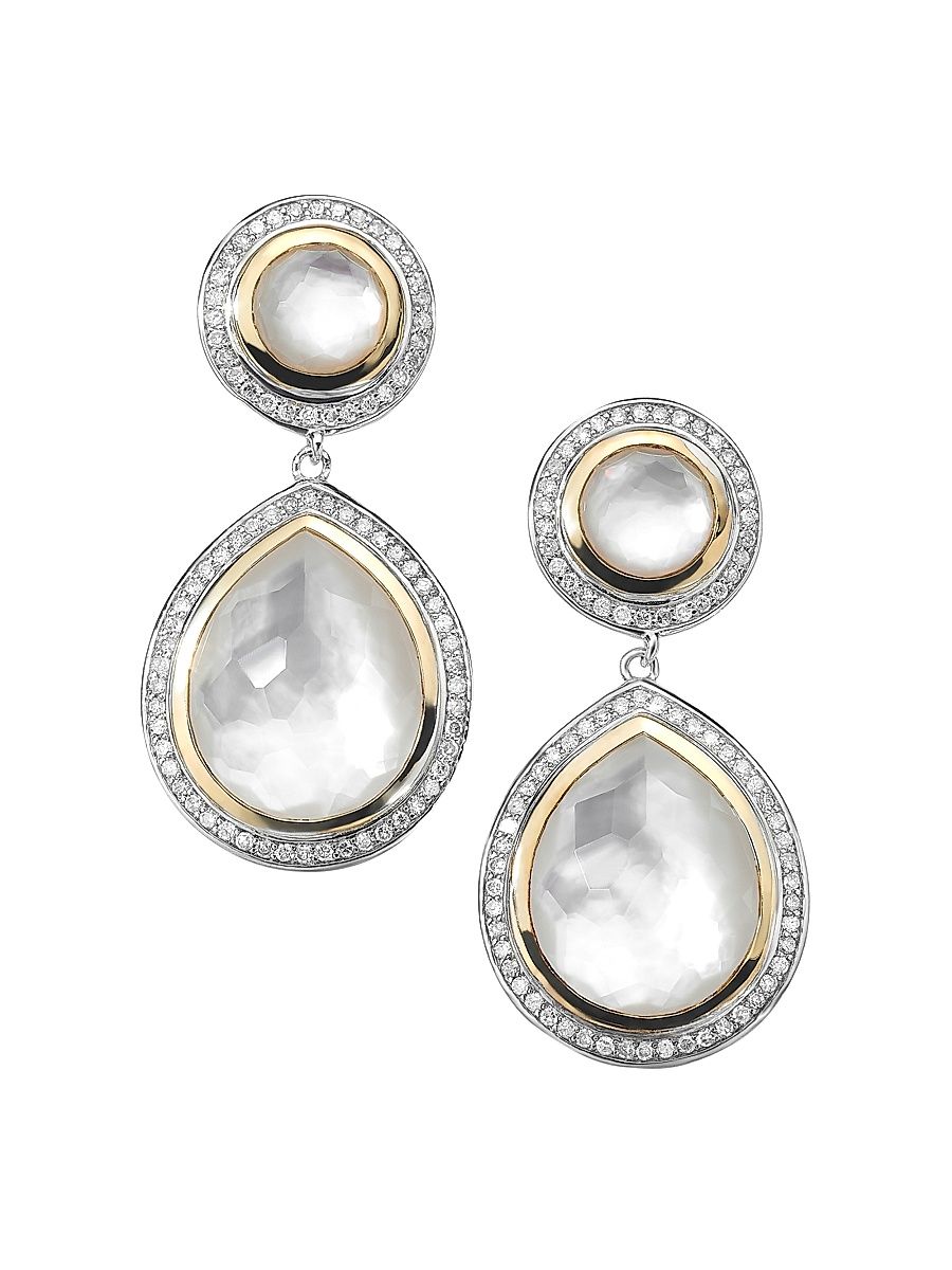 Women's Chimera Sterling Silver, 18K Yellow Gold & Multi-Stone Double-Drop Earrings - Silver