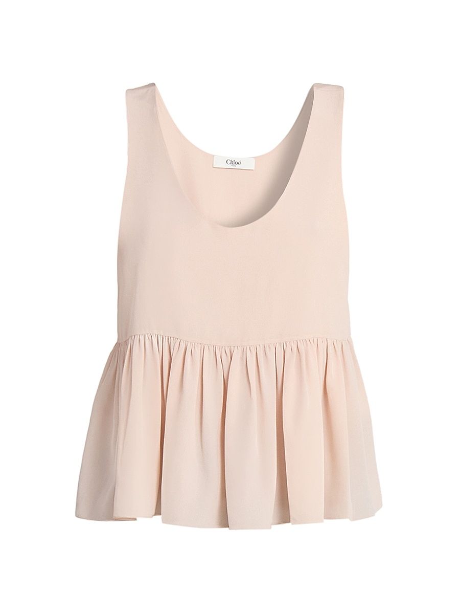 Women's Babydoll Silk Top - Delicate Pink - Size 10