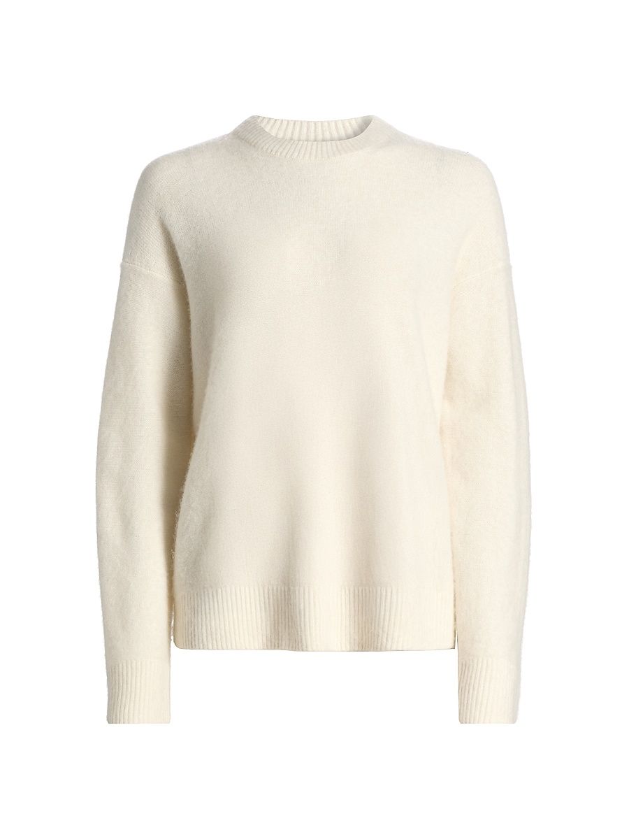 Women's Boiled Cashmere Crewneck Sweater - Off White - Size XXS