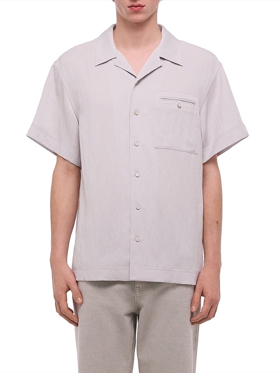 Men's Relaxed-Fit Camp Collar Shirt - Ice Blue - Size XL