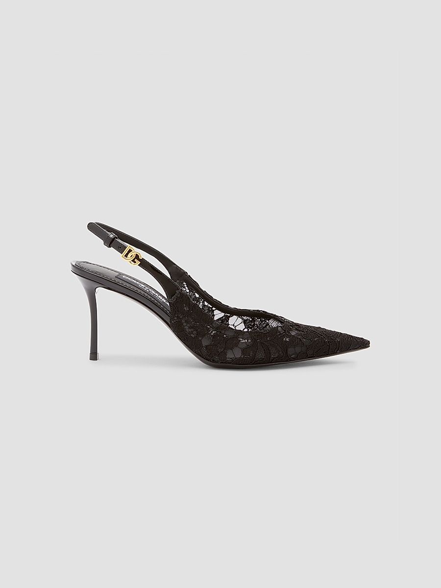 Women's Lace Slingback Pumps - Nero - Size 11.5