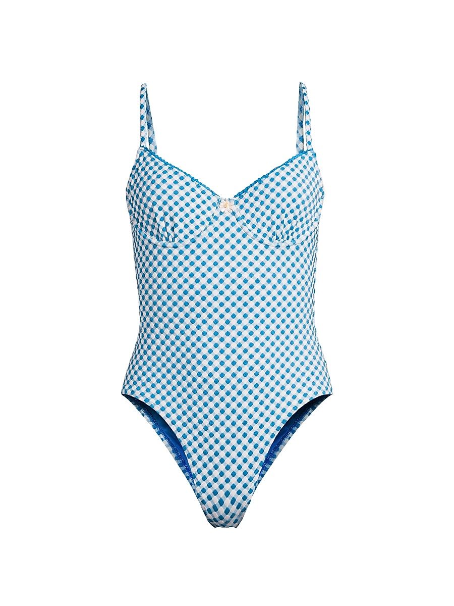 Women's The Taylor Gingham One-Piece Swimsuit - Cosmic Blue Gingham - Size XS